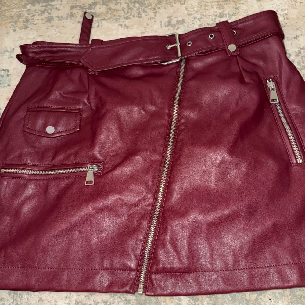 Avec Les Filles Red Mini Cargo Skirt